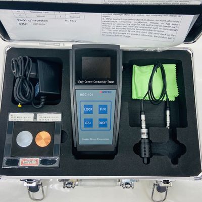 HEC-101 60KHz Eddy Akım Elektrik İletişimliliği Denetleyicisi % IACS MS/m Çift Birim Otomatik Sıcaklık Telafi Alüminyum Bakır Alaşım İletişimliliği Ölçü
