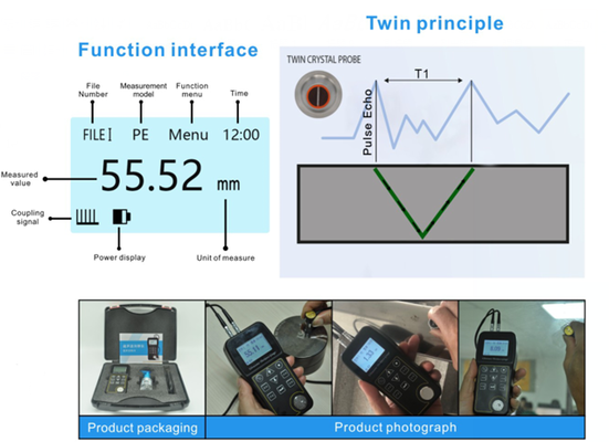 TG-100B High Precision PE and VERI Ultrasonic Measurement Thickness Gauge