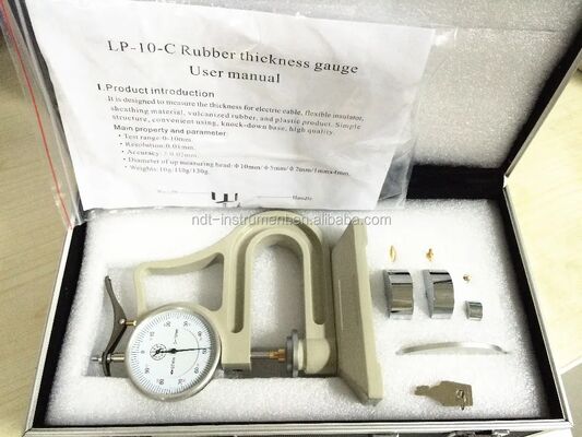 LP-10-C Kauçuk Kalınlık Ölçer 0-10mm 0.01mm Çözünürlük Plastik Kauçuk İçin