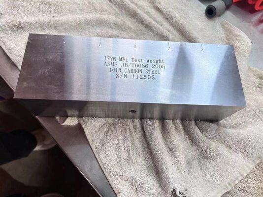177N MPI Test Ağırlığı 1018 Karbon Çelik Manyetik Parçacık Denetim Kalibrasyon Bloku ASME JB/T6066-2005'e Uygun DC Manyetik Boyunduruk kaldırma gücü test örneği